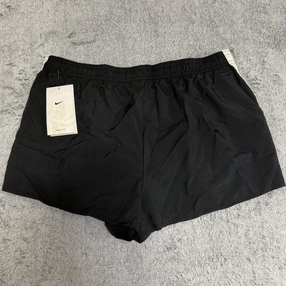 Nike Dri-FIT Running Shorts Men's L Black White Mesh Perforated NWT New - Picture 3 of 7